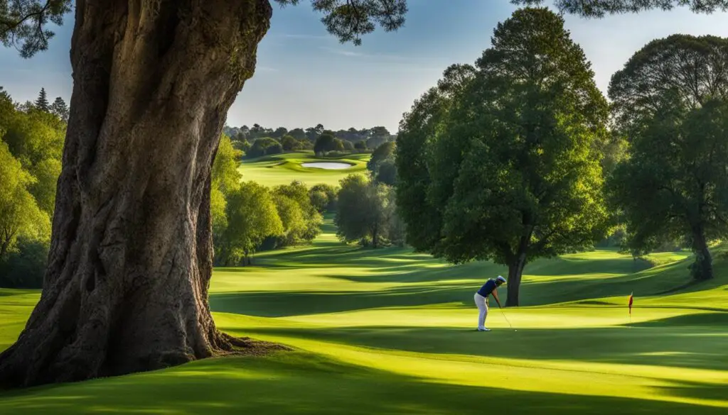 golfer taking cover