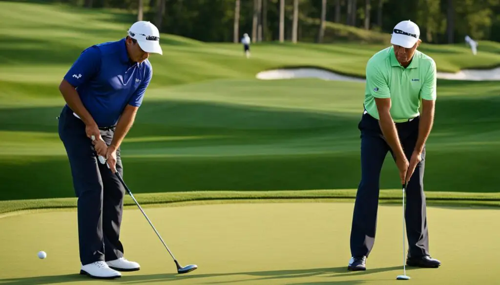 golfers wiping putter clean